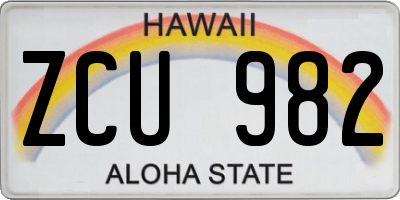 HI license plate ZCU982