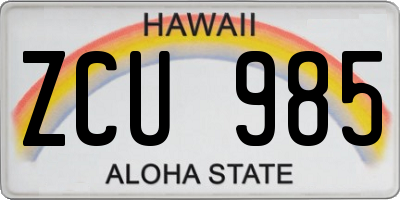 HI license plate ZCU985