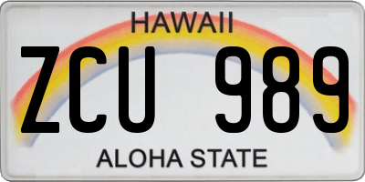 HI license plate ZCU989