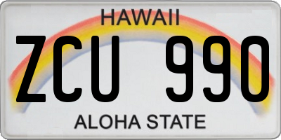 HI license plate ZCU990