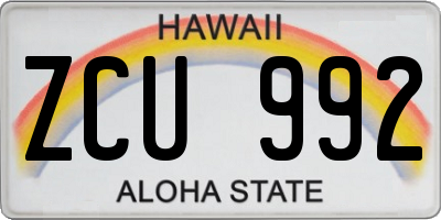 HI license plate ZCU992