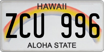 HI license plate ZCU996