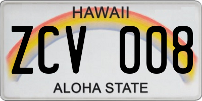 HI license plate ZCV008