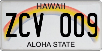 HI license plate ZCV009