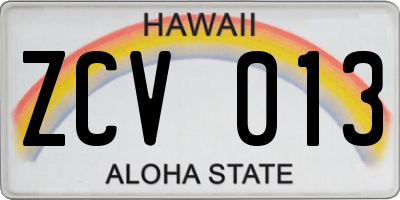 HI license plate ZCV013