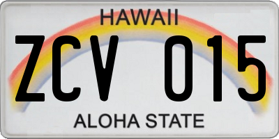 HI license plate ZCV015