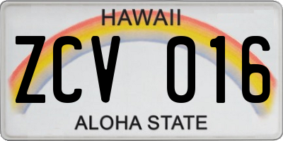 HI license plate ZCV016