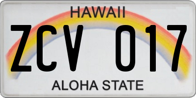 HI license plate ZCV017