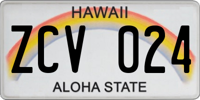 HI license plate ZCV024