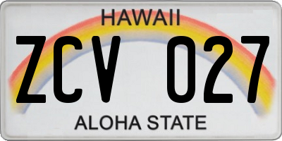 HI license plate ZCV027
