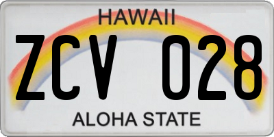 HI license plate ZCV028
