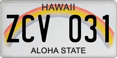 HI license plate ZCV031