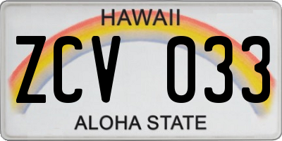 HI license plate ZCV033