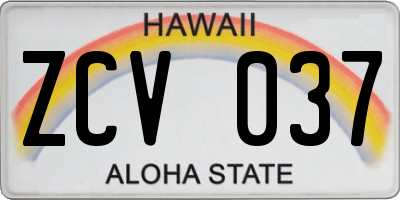HI license plate ZCV037