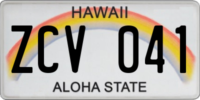 HI license plate ZCV041