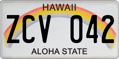 HI license plate ZCV042