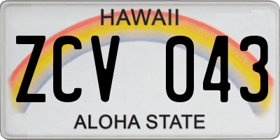 HI license plate ZCV043