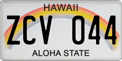 HI license plate ZCV044
