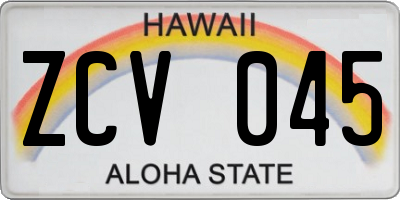 HI license plate ZCV045