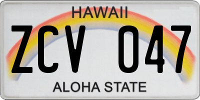 HI license plate ZCV047