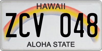 HI license plate ZCV048
