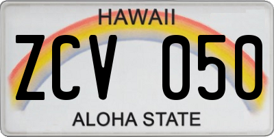 HI license plate ZCV050