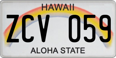 HI license plate ZCV059