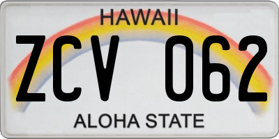 HI license plate ZCV062