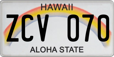 HI license plate ZCV070