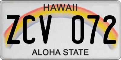 HI license plate ZCV072