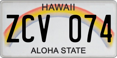 HI license plate ZCV074