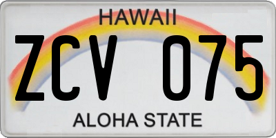 HI license plate ZCV075
