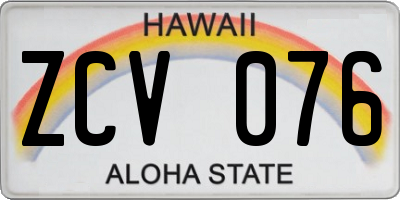 HI license plate ZCV076