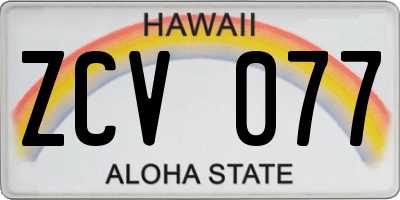 HI license plate ZCV077