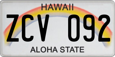 HI license plate ZCV092