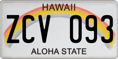 HI license plate ZCV093