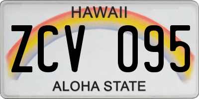 HI license plate ZCV095