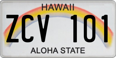 HI license plate ZCV101