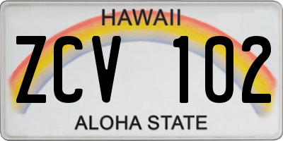 HI license plate ZCV102