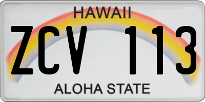 HI license plate ZCV113