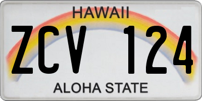 HI license plate ZCV124