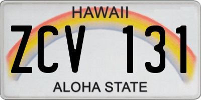 HI license plate ZCV131
