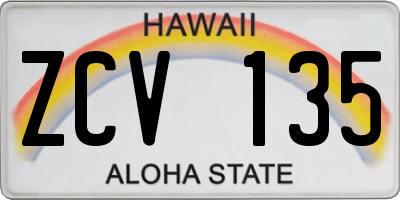 HI license plate ZCV135