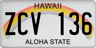 HI license plate ZCV136