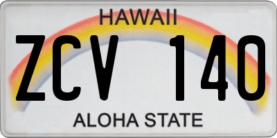 HI license plate ZCV140