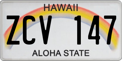 HI license plate ZCV147