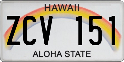 HI license plate ZCV151