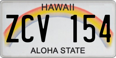HI license plate ZCV154