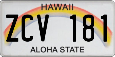 HI license plate ZCV181