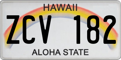 HI license plate ZCV182